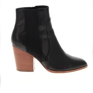 Soludos Black Ankle Boots with Brown Heel